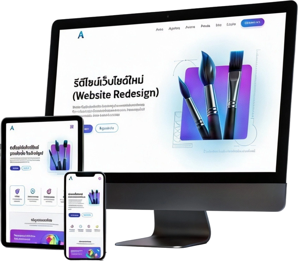 ตัวอย่างรีดีไซน์เว็บไซต์ใหม่บนหลายอุปกรณ์